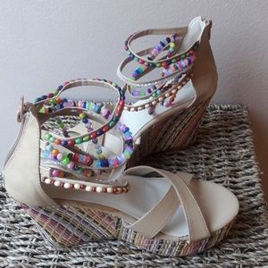 Getmorebeauty Platform Sandals with Beads - new
